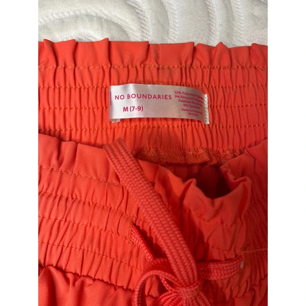 No Boundaries Girls Coral Orange Smocked Waist Athletic Shorts Size M 7-9